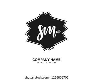 SM Initial Handwriting Logo Template Vector