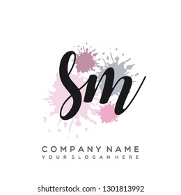 SM  Initial Handwriting logo template vector
