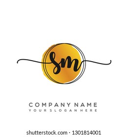 SM  Initial Handwriting logo template vector