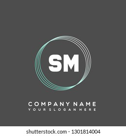 SM  Initial Handwriting logo template vector
