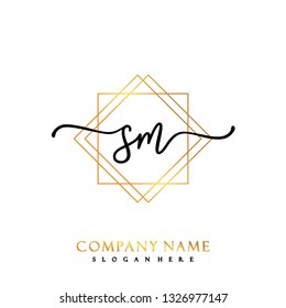 SM Initial Handwriting logo template vector