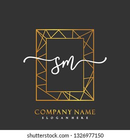SM Initial Handwriting logo template vector