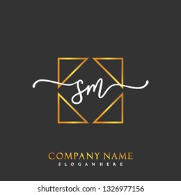 SM Initial Handwriting logo template vector