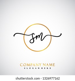 SM Initial Handwriting logo template vector