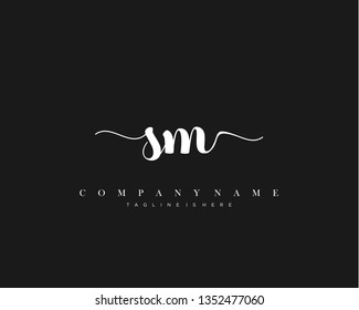 SM initial handwriting logo template with luxury color vector.