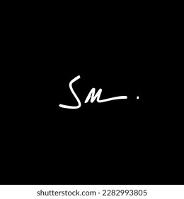 Sm initial handwriting logo vector