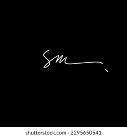 sm Initial Handwriting Signature Logo Vector