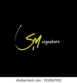 Caligrafía manuscrita inicial SM, para monograma y logotipo