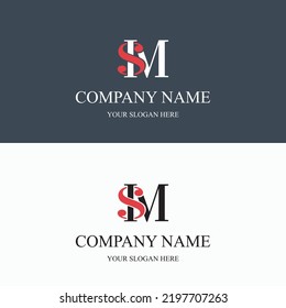 SM Initial Letter Logo Clothing Modern Minimalist Urban Creative Fashion Brand Luxury Logo Template. SM Business Monogram Streetwear Photography Boutique Apparel Versatile Modern Concept Logo.