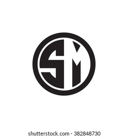 SM initial letters circle monogram logo