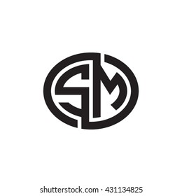 SM initial letters looping linked ellipse monogram logo