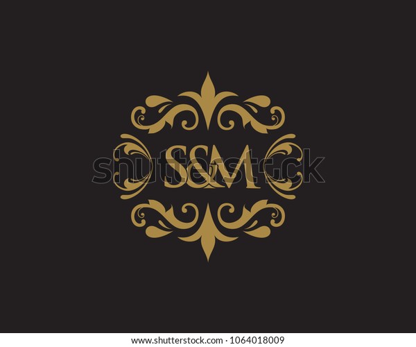 Sm Initial Logo Ornament Ampersand Monogram Stock Vector Royalty Free