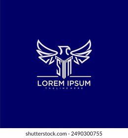 SM initial monogram for business logo with eagle image