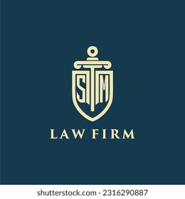 SM initial monogram for law firm with sword and shield logo image