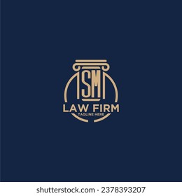 SM initial monogram for law firm with creative circle line