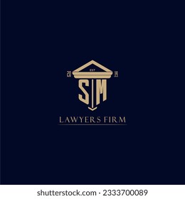 SM initial monogram lawfirm logo with pillar design