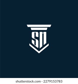 SM initial monogram logo lawfirm with pillar design