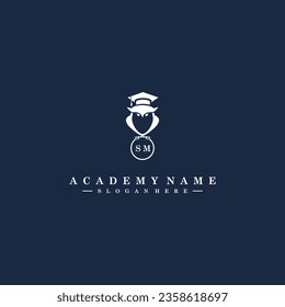 SM Initials Academy Logo Vector Art Icons and Graphics