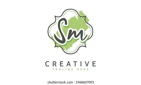 SM Initials, handwriting logo vector