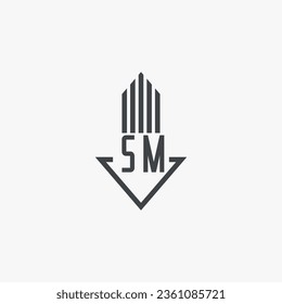 Indicaciones del logotipo de bienes raíces SM vector de logotipo