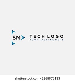 SM Initials Tech logo Stock Vector Images