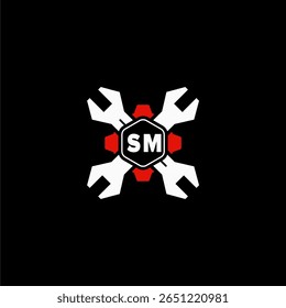SM Initiales Vektor Stok Otomotif Logo Design