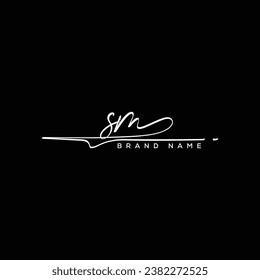 SM letter beauty handwriting vector logo. 