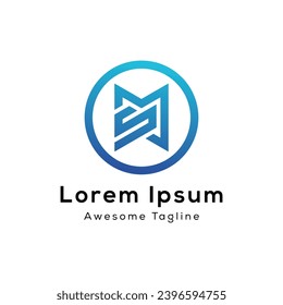 SM letter circle shape logo design
