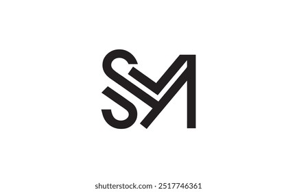 ILUSTRACIÓN VECTORIAL inicial de la Plantilla del diseño del logotipo de la letra del SM, monograma del SM, logotipo de la letra del SM, logotipo del ms, 