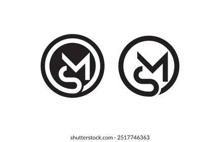 SM Letter Initial Logo Design Template Vector Illustration, sm monogram, sm letter logo, ms logo, 