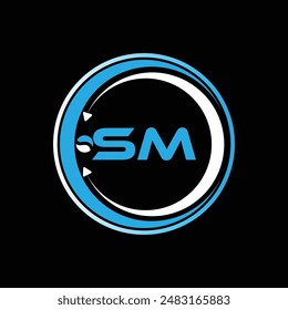 SM letter logo design with a circle shape SM Logo design. SM letter logo creative design. SM unique design.