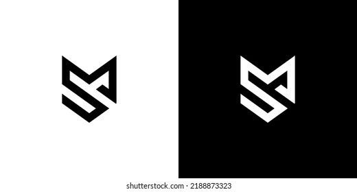SM letter logo design polygon monogram icon vector template