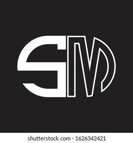 SM Letter logo monogram with oval shape negative space design template