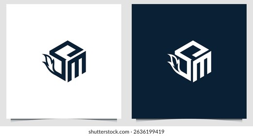 SM letter logo Sophisticated Minimalist Cube Logo Concept with Foliage Accent Design