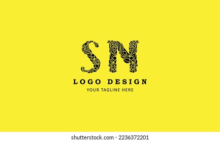 Letra SM minimalista profesional creativo simple diseño de logotipo con plantilla amarilla