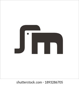 SM Letters. Minimalist elephant with simple flat design logo vector