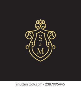 SM line vintage initial logo in high quality professional design that will print well across any print media