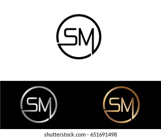 Sm Logo. Letter Design Vector with Red and Black Gold Silver Colors
