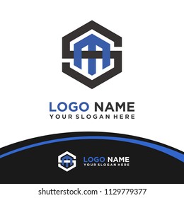 SM logo letter initial, Abstract polygonal Background Logo,