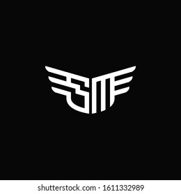 SM logo monogram emblem shape with wings style ribbon design template