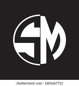 SM Logo monogram with Negative space style design tempate