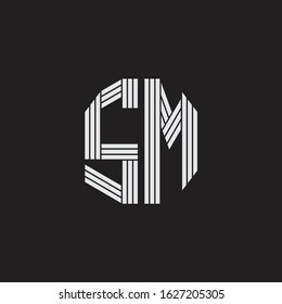 SM Logo monogram with outline style linked isolated on black background
