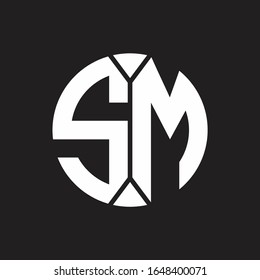 SM-Logo-Monogramm mit einem Stück-Kreis-Farbband-Stil