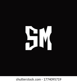 SM Logo monogram with pieces cut elements design template