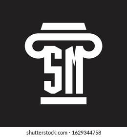 SM Logo monogram with pillar style design template