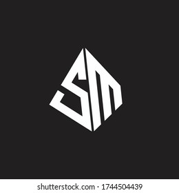 SM Logo monogram with standout triangle shape ribbon design template