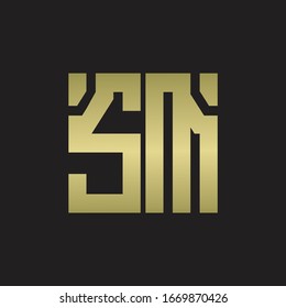 SM Logo with squere shape design template with gold colors