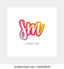 SM logo, vector. Useful as branding, app icon, alphabet combination, clip-art.