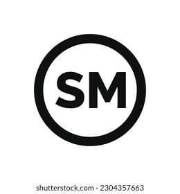 SM mark icon isolated on white background