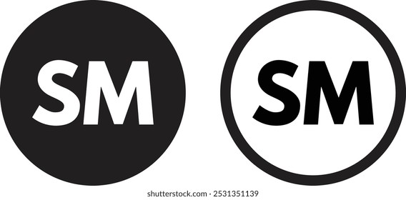 Conjunto de iconos de marca SM en dos estilos . Vector de icono de Marca de servicio